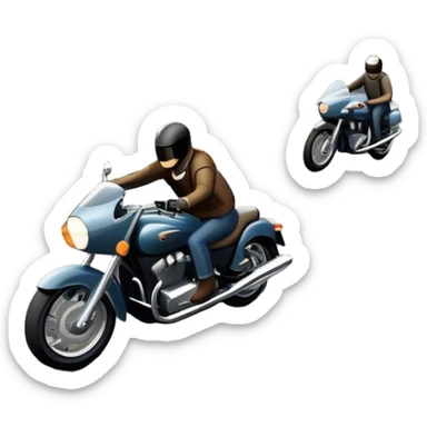 An icon showing a motorcycle and a car speeding through a winding road, with the car’s sleek silhouette blending into the curve of the road while the motorcycle zips past. The scene should capture the thrill of the ride, the freedom of the open road. transparent background. sticker