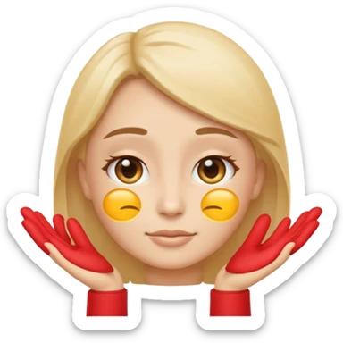 Minimal emoji representing reduced facial puffiness, soft hand gesture shaping the face contour, balanced and natural appearance, wellness-focused, simple and easy to understand
 sticker