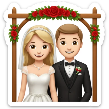 bride and groom in wedding setup sticker