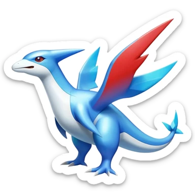 Shiny Latios-Latias-Salamence-Koraidon-Fakémon-hybrid-creature (full body)  sticker