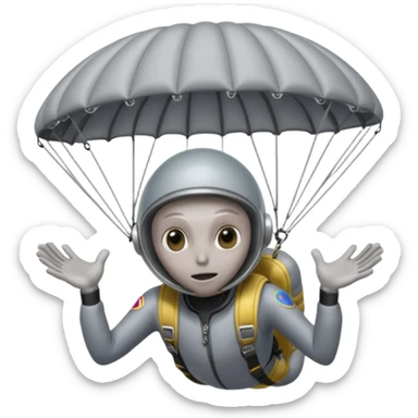 Skydiving grey alien with parachute and UFO sticker