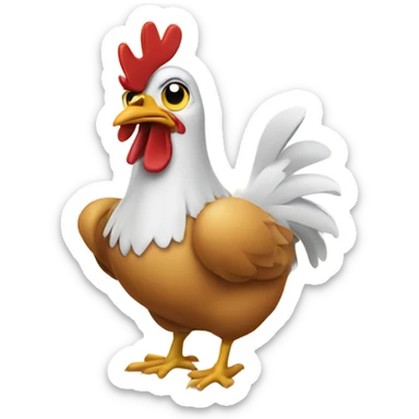 Chicken answering a phone call sticker
