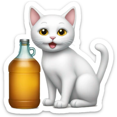 cat with a bottle of moonshine sticker