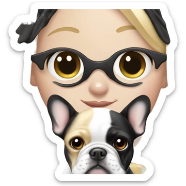 black/white french bulldog with blonde girl sticker