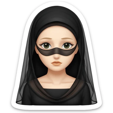 create a mourning widow lady with a black transparent veil over her face sticker