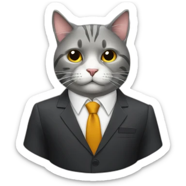 cat with a suit and a cigarette sticker