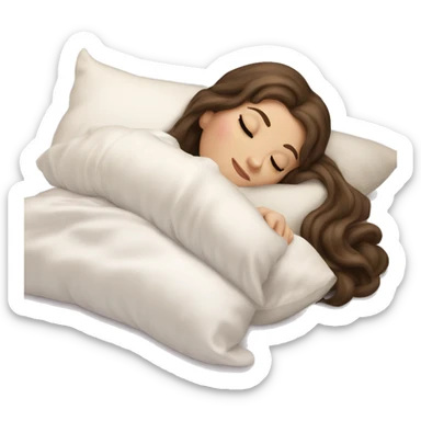 sleeping beauty brunette white girl with a silk pillow sticker