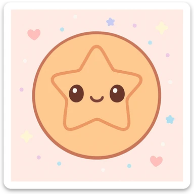 kawaii style dalgona candy with star shape, cute and charming sticker