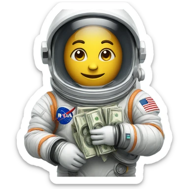 astronaut with money sticker