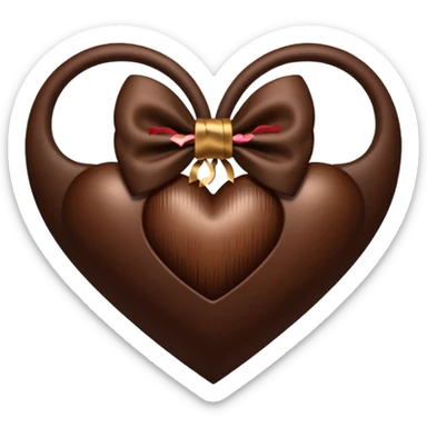 Brown heart with bow sticker