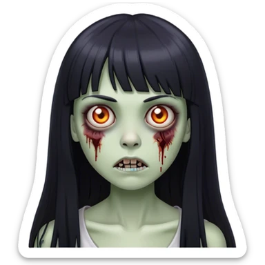 zombie girl with straight long black hair and bangs ( like this 🧟‍♀️) sticker
