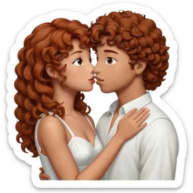 V de BTS qui fait un bisous a une fille avec des cheveux bouclé un peu rouge sticker