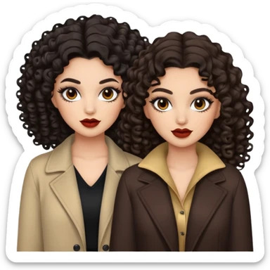 Boujy baddie best friends, trendy heavy makeup both dark hair one light skinned and one light brown with curls  sticker