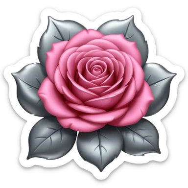 metallic gray chrome minimalistic rose sticker