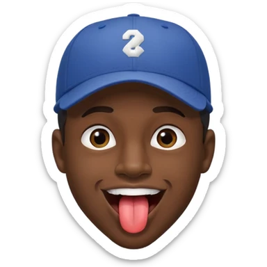 Negro con gorra de béisbol sacando la lengua sticker