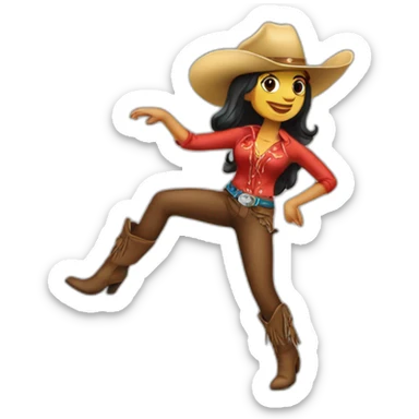 dancing salsa girl cowboy sticker