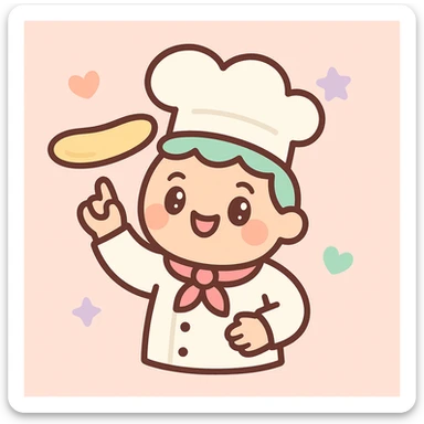 smiling Italian chef spinning pizza dough sticker
