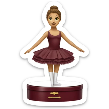 burgundy music box with white ballerina standing back sticker