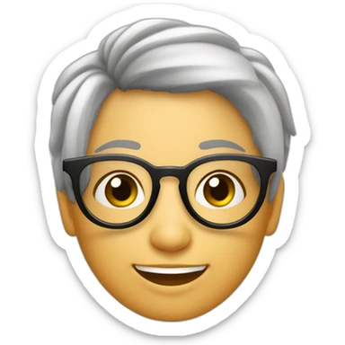 mamá con lentes cabello liso y corto hasta el mentón con flequillo sonriente piel blanca sticker