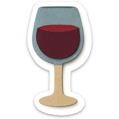 fortified wine icon, small wine glass (port wine glass) with dark colored wine, paper craft style, no background sticker