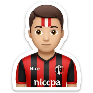 Supporter de L’ogc Nice. Maillot de foot rouge et noir (bandes) logo Kappa. Et logo de L’ogc Nice original. sticker