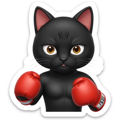 Black cat wearing boxing gloves sticker