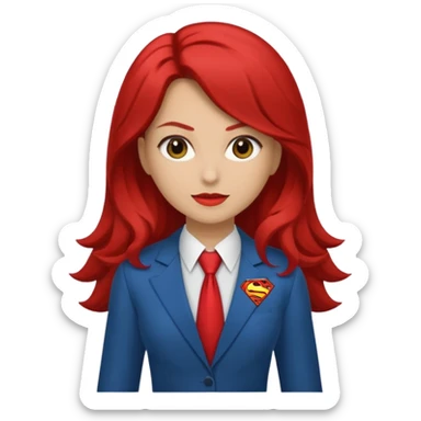 Una chica con pelo castaño medio pelirrojo con traje de superhéroe sticker
