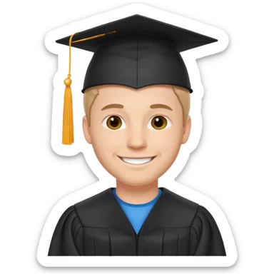 Graduating , white man, catholic sticker