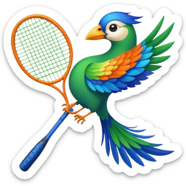 pajaro con cola en forma de raqueta color verde azul naranja sticker