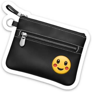 small zipper pouch with essentials, sticker