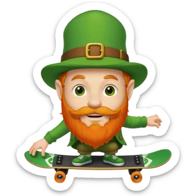 a skateboarding leprechaun  sticker