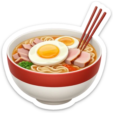 ramen bowl with one chopsticks sticker