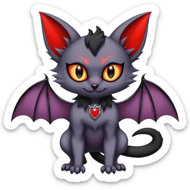 Vampiric Batty Noibat-Litten-Torracat-Lykoi-hybrid-fusion (full body) sticker