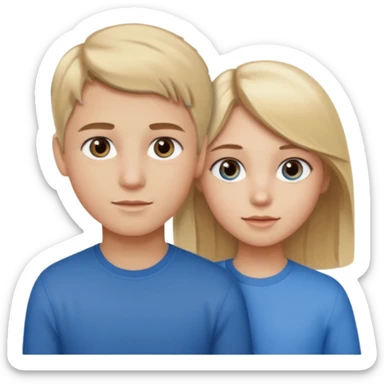 Girl with brown and blonde highlights with hazel eyes with a blonde hair blue eyed boy sticker