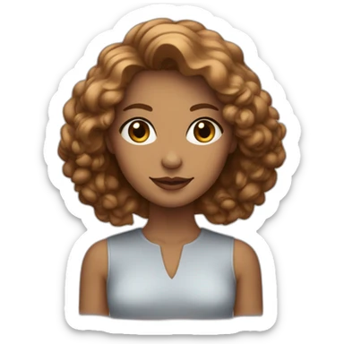 femme de couleur de peau blanche avec de grosse poitrine et des cheveux marron sticker