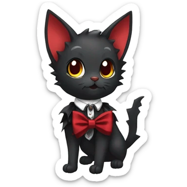 cool edgy elegant beautiful black punk red ethereal fantasy nargacuga-bat-cat-Fakemon collar harness bow tie full body sticker