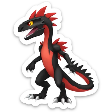  Cool Edgy Black Red Digimon-Fakemon-Guilmon-Velociraptor-Dragon full body sticker