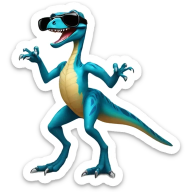 dancing velociraptor with sunglasses sticker
