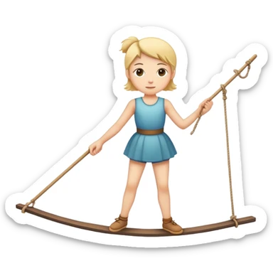 person on tightrope holding balancing stick
 sticker