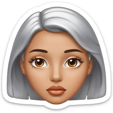 slightly parted lips, silver chrome material, glossy wet shine, seductive aesthetic sticker