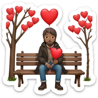 Homeless man with Valentine’s Day decor sticker