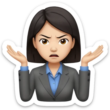 mad asian women office worker sticker