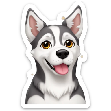 Perro bodeguero andaluz con colores de husky con las orejas caidas sticker