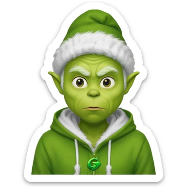 Create an avatar of white european male in hoodie with ``BST`` letters on it. make him look like grinch from movie sticker