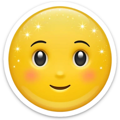 Generate a high-quality 3D cartoon-style emoji of yellow glitter, sparkling effect, smooth gradient colors, rounded and cute appearance, simple white background, high-resolution.
 sticker