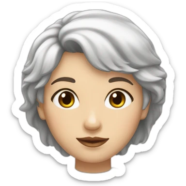 Une fille blanche, cheveux très courts brun yeux noir tache de rousseur sticker