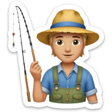 GRANJERO PESCANDO EN UN LAGO sticker