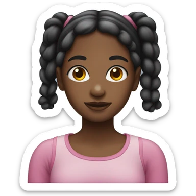 black girl with two high pigtails sticker