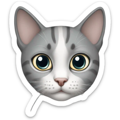 White and grey cat big eyes sticker