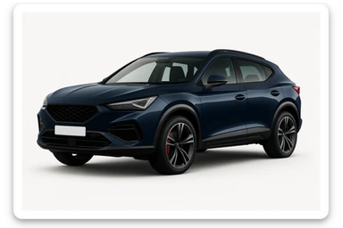 Change the car color to navy blue and remove the logo brand from the front. Keep the style and background the same as the original image. sticker